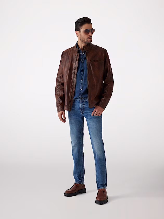 Faux-leather biker jacket - GUESS