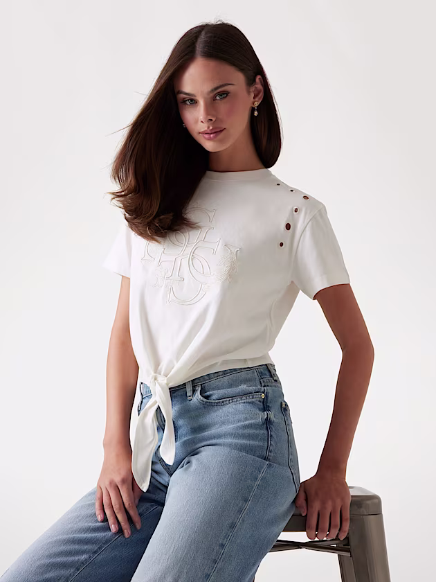 Cropped boxy logo T-shirt - GUESS