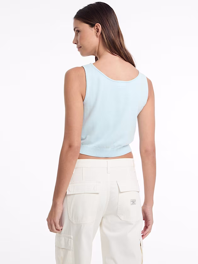 Silk and Wool-Blend Scoop Logo Sweater Tank - GUESS