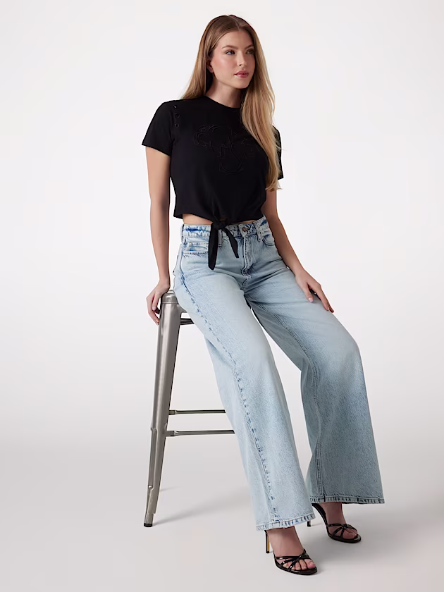 Cropped boxy logo T-shirt - GUESS