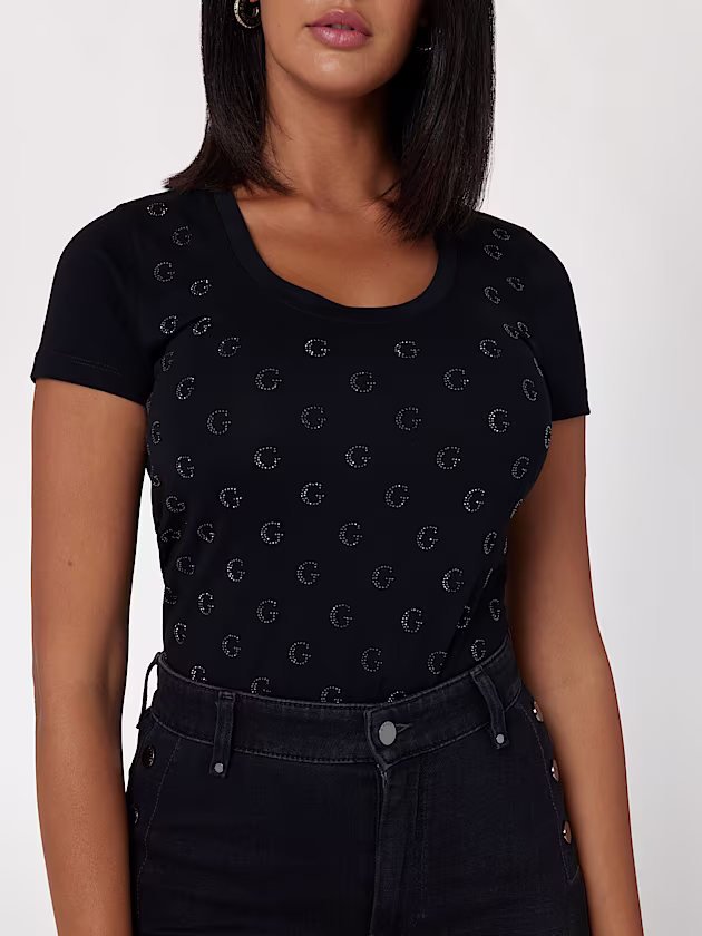 Rhinestones G logo t-shirt - GUESS