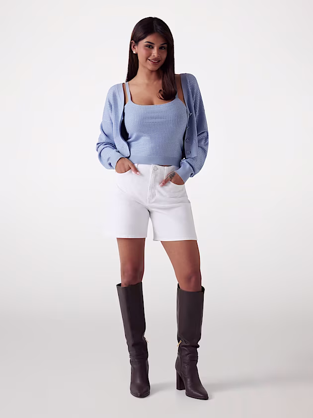 Rhinestones cropped tank top - GUESS