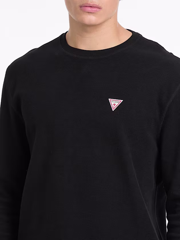 Waffle-Knit Mini Triangle Long-Sleeve Tee - GUESS