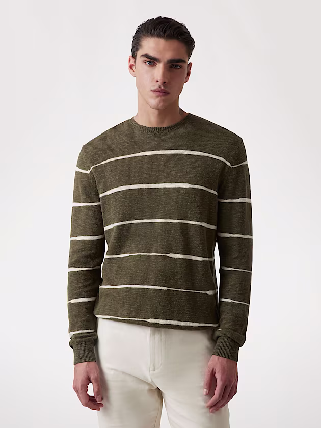 Linen-blend striped sweater - GUESS