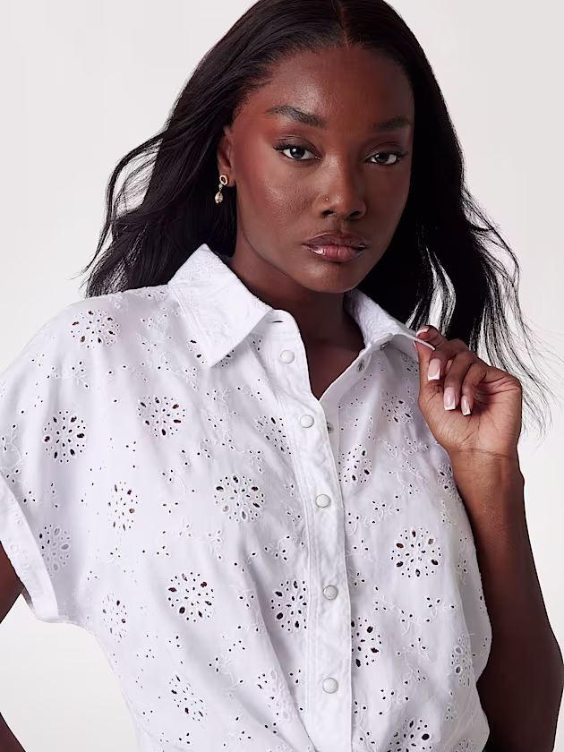 Broderie anglaise cropped shirt - GUESS
