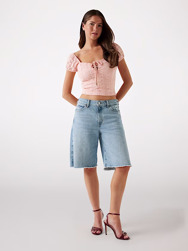 Broderie anglaise crop top - GUESS