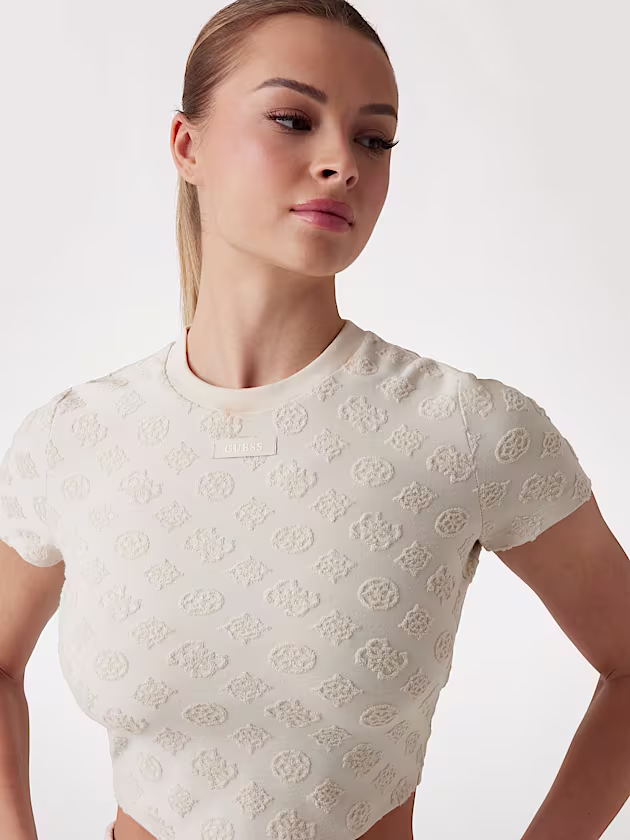 Peony and 4G logo crop top - GUESS