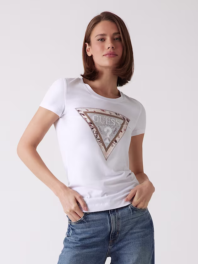 Animalier triangle logo T-shirt - GUESS