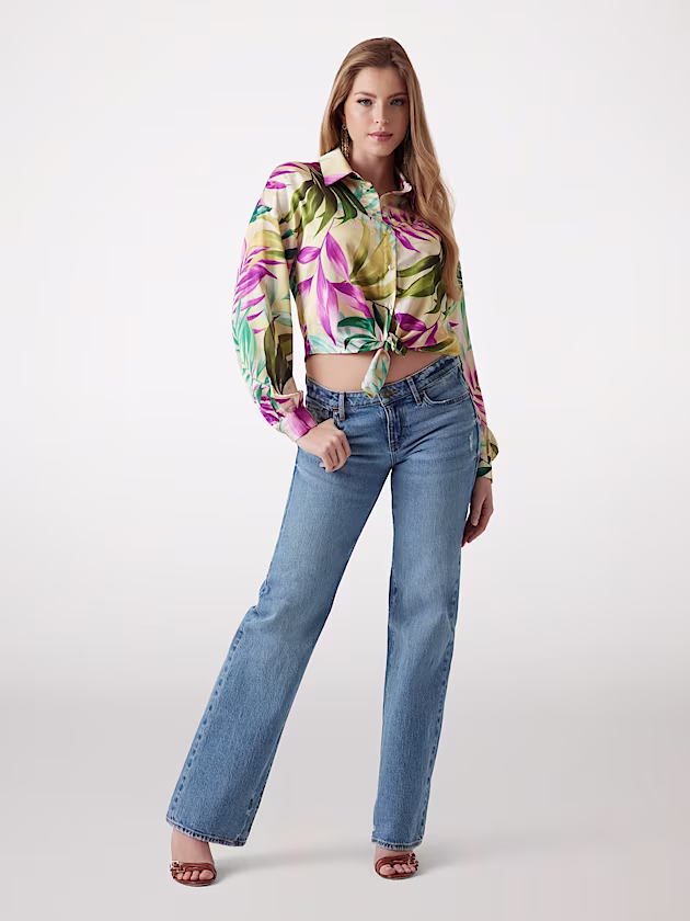 Cropped satin shirt - GUESS