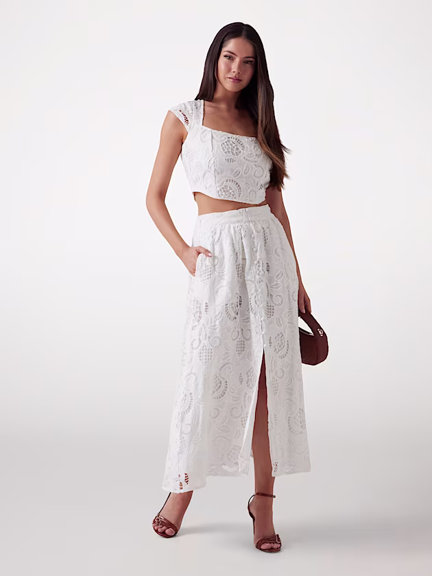 Long broderie anglaise skirt - GUESS
