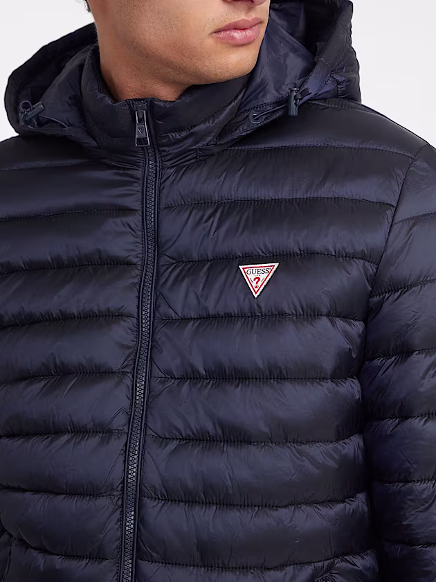 Nylon Hooded Puffer Jacket - GUESS