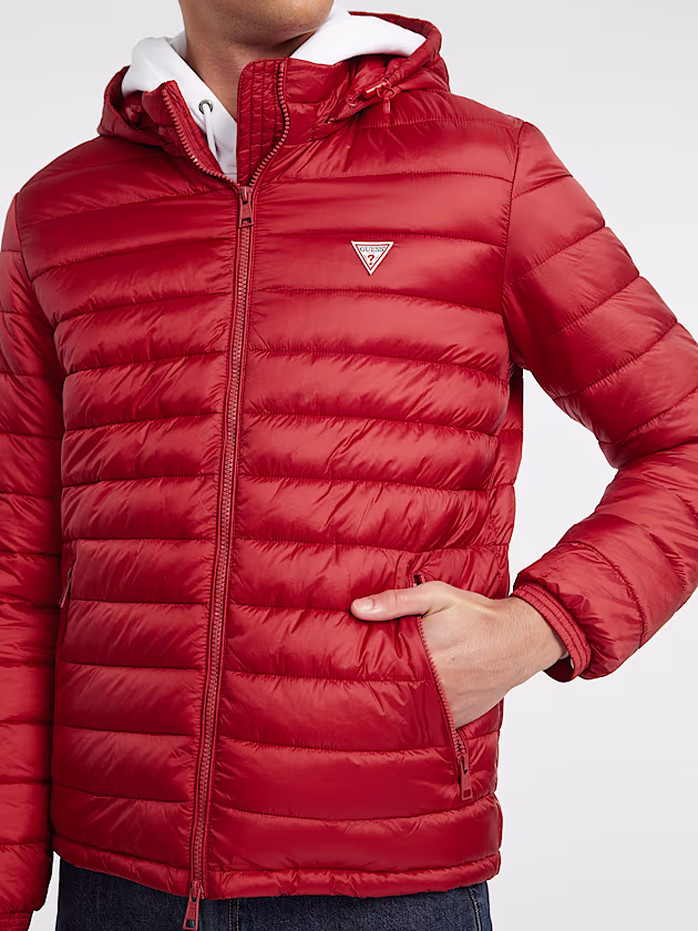 Nylon Hooded Puffer Jacket - GUESS