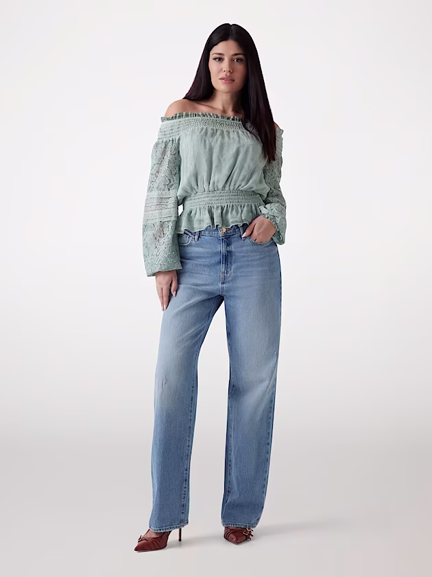 Silk-blend off-shoulder top - GUESS