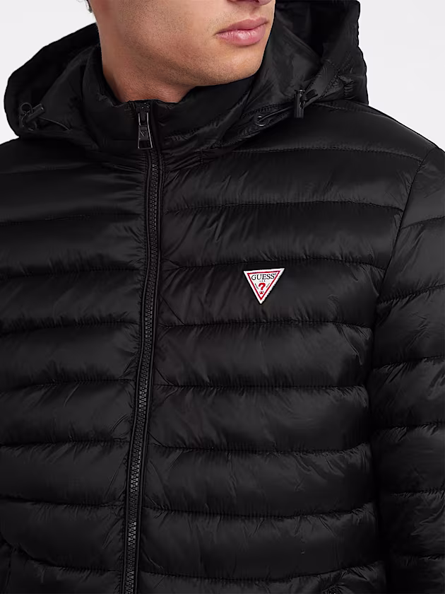 Nylon Hooded Puffer Jacket - GUESS