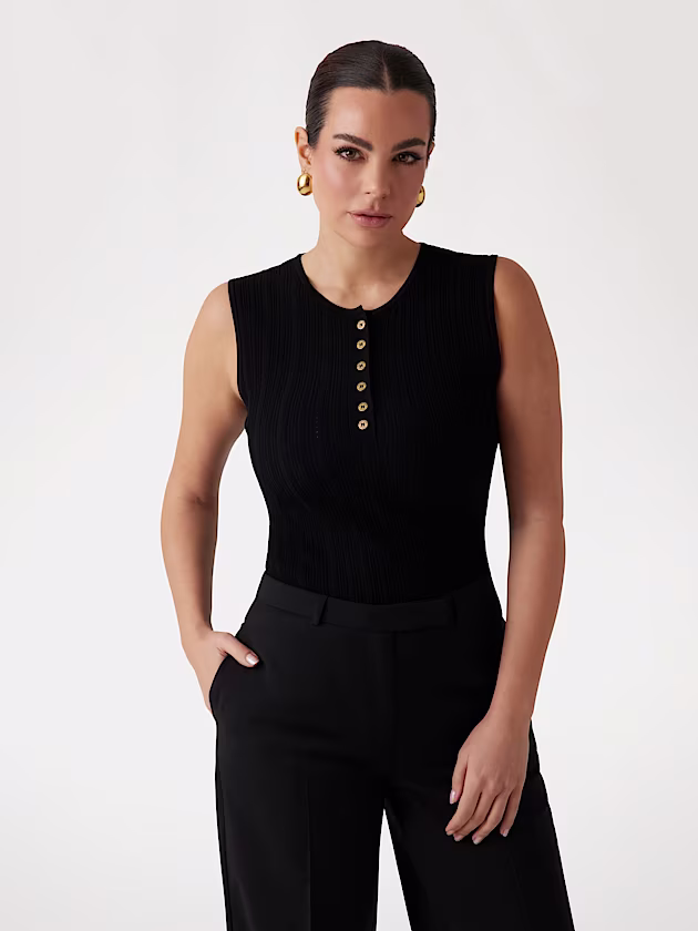 Marciano rib-knit sweater top - GUESS