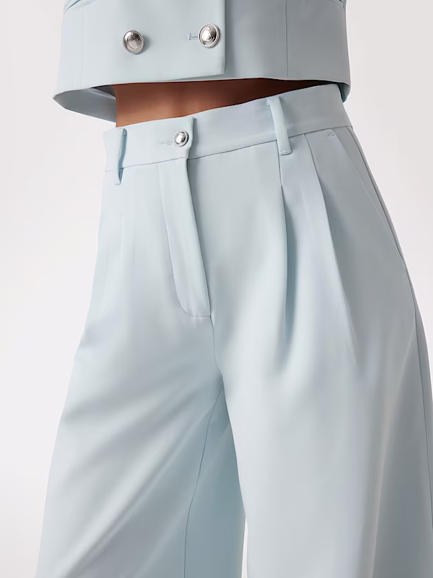 Pleated wide-leg crepon pants - GUESS