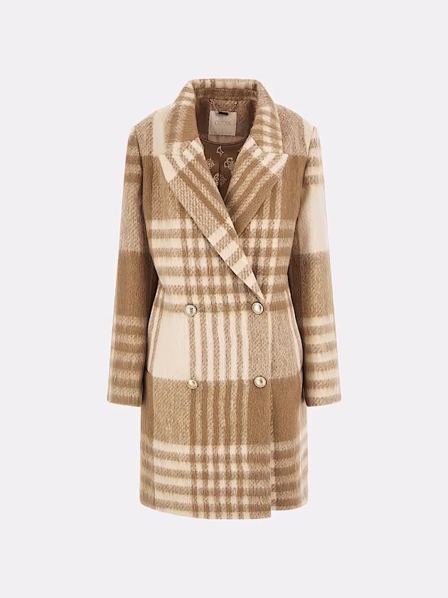 Wool blend check coat - GUESS