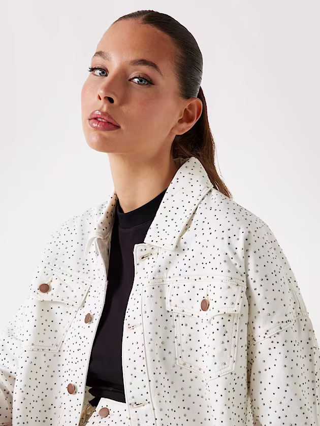 Rhinestone polka-dot denim shacket - GUESS