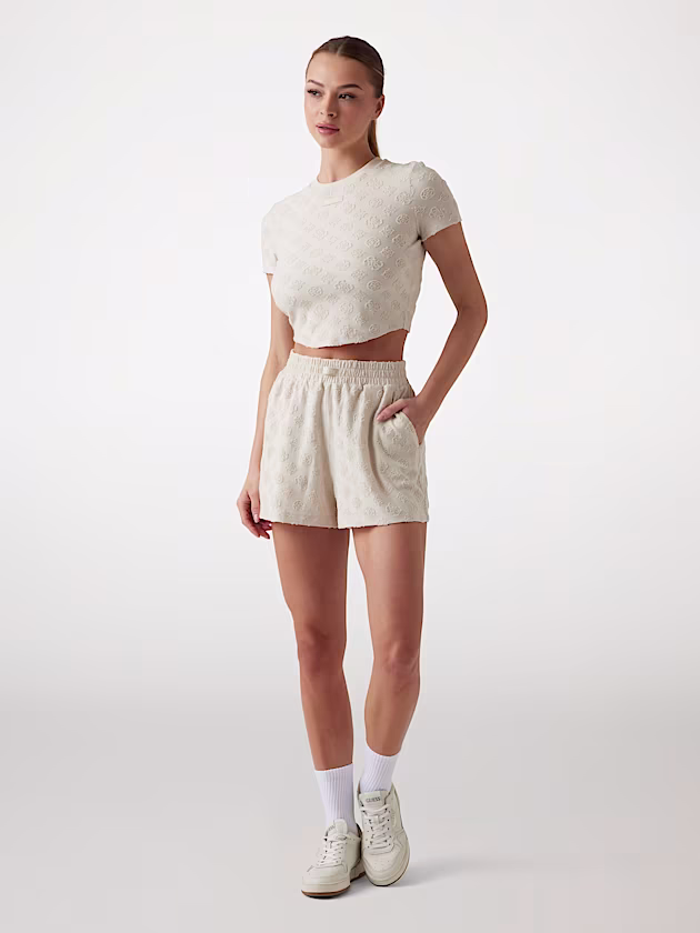 Peony and 4G logo crop top - GUESS