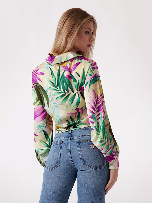 Cropped satin shirt - GUESS