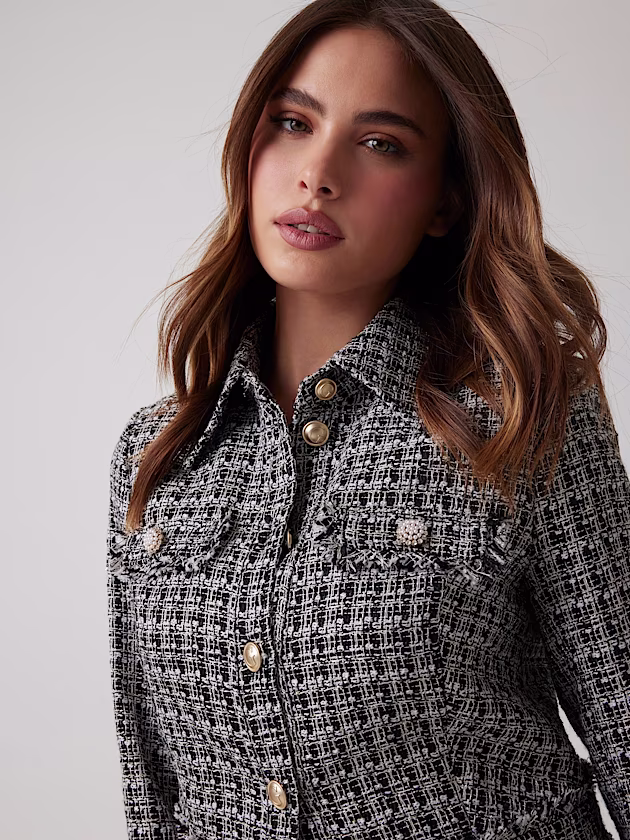 Cropped tweed jacket - GUESS