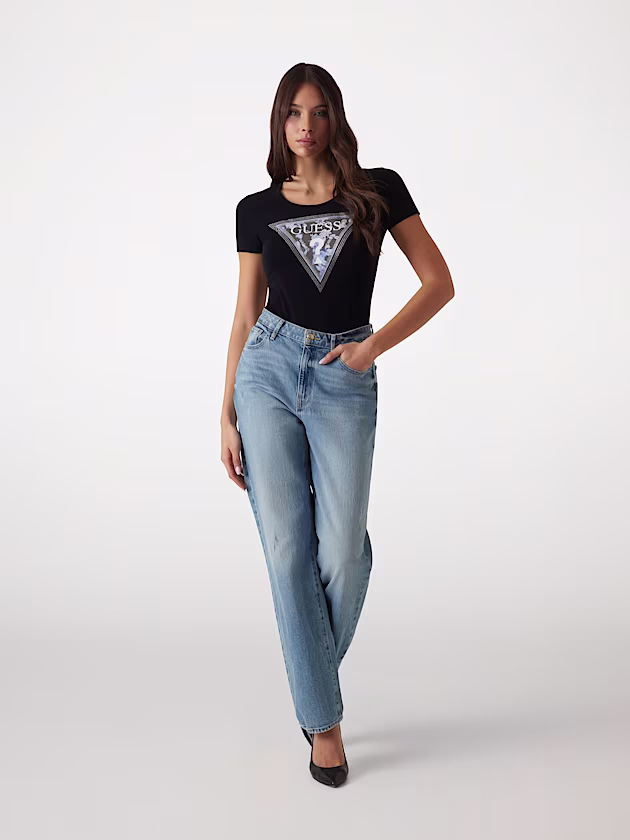 Floral triangle logo T-shirt - GUESS