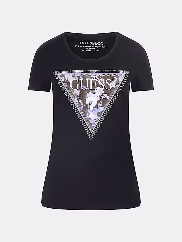 Floral triangle logo T-shirt - GUESS