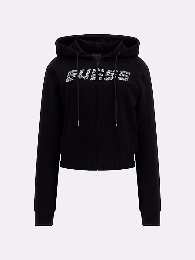 Logo rhinestones hoodie sweatshirt - GUESS