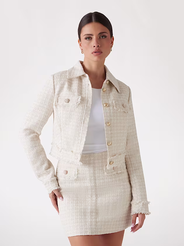 Cropped tweed jacket - GUESS