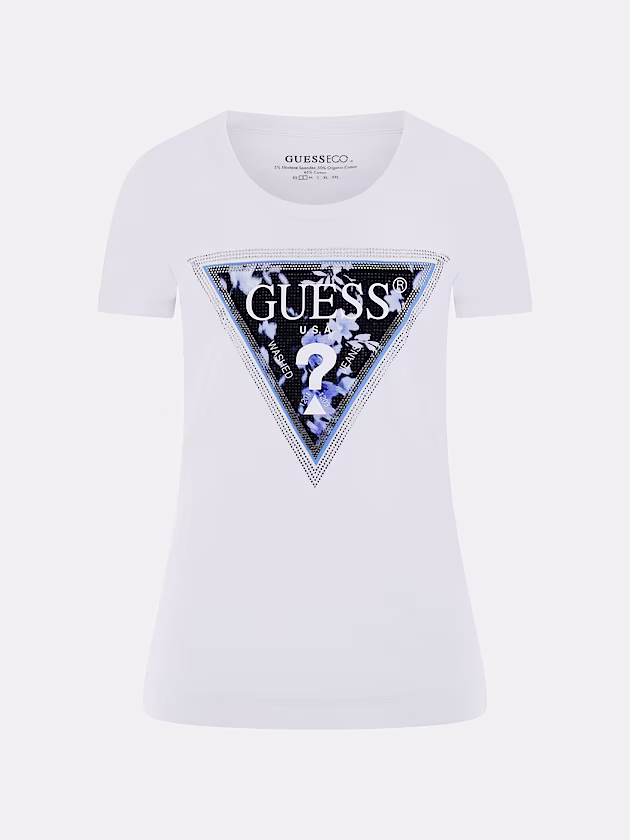 Floral triangle logo T-shirt - GUESS