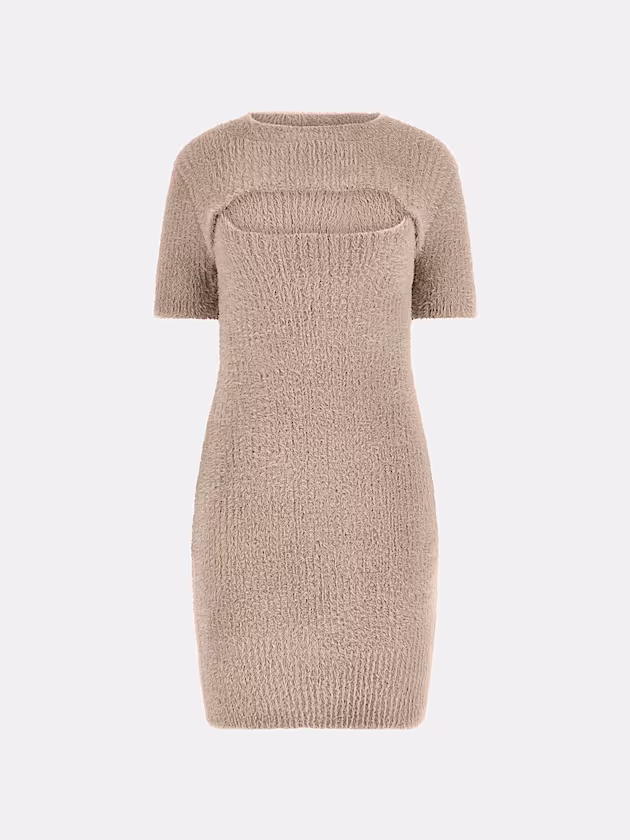 Detachable sleeves mini sweater dress - GUESS