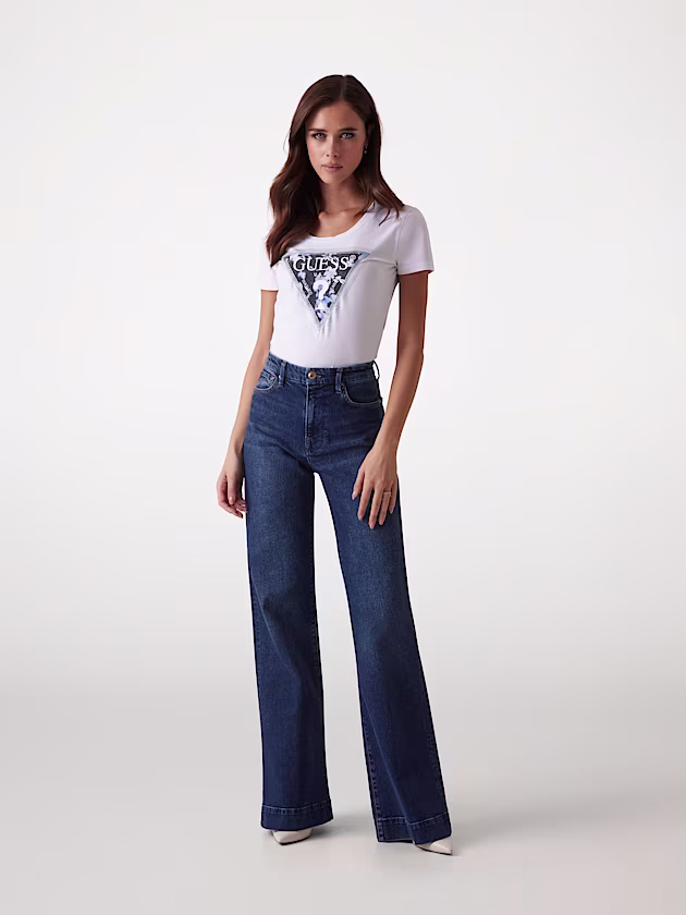 Floral triangle logo T-shirt - GUESS