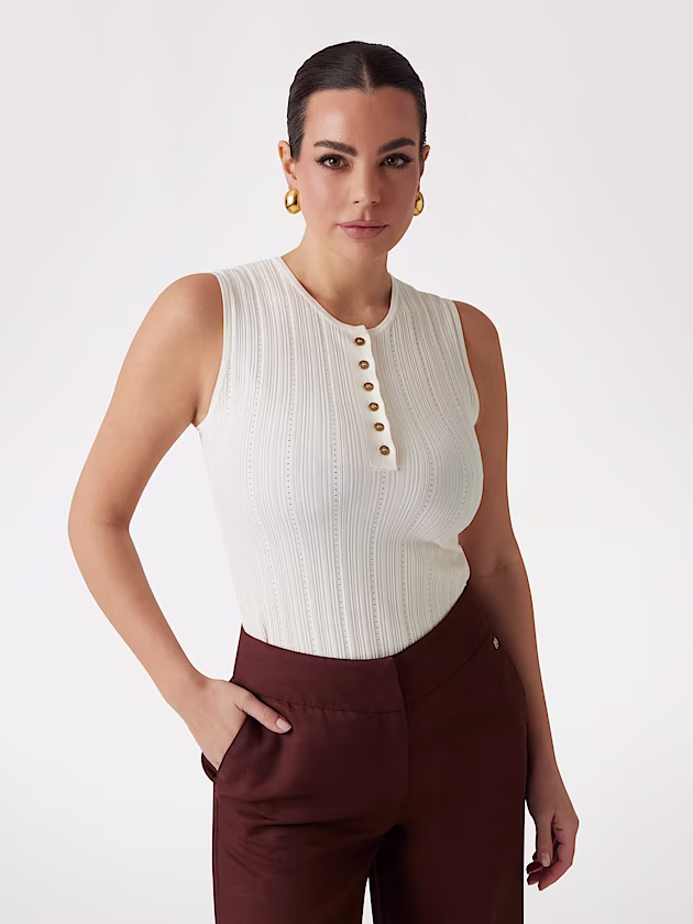 Marciano rib-knit sweater top - GUESS