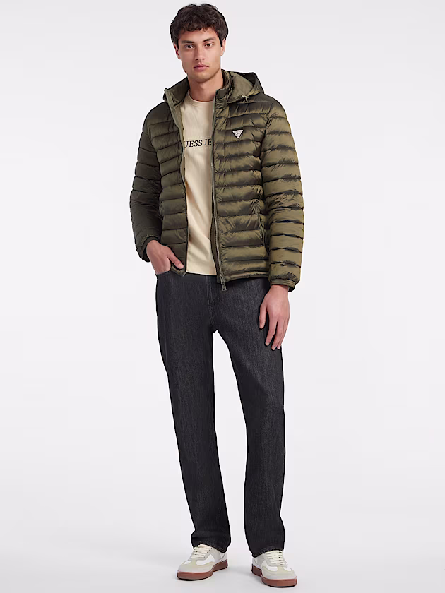 Nylon Hooded Puffer Jacket - GUESS