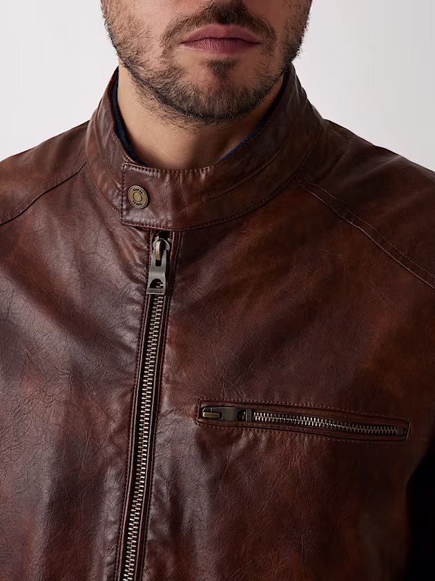 Faux-leather biker jacket - GUESS