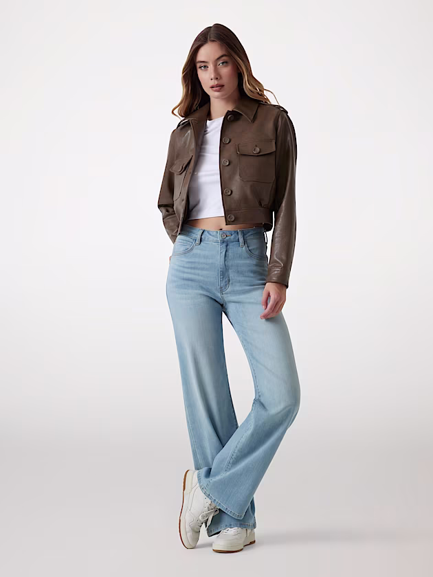 Cropped faux-leather jacket - GUESS