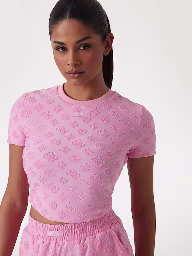 Peony and 4G logo crop top - GUESS