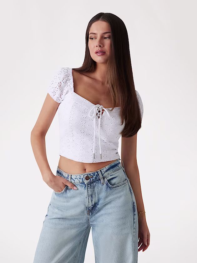 Broderie anglaise crop top - GUESS