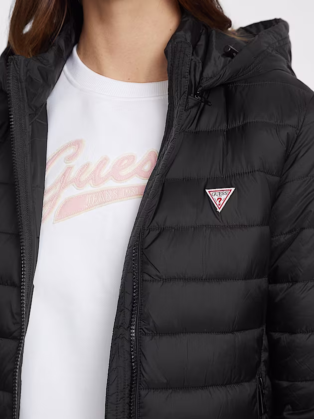 Nylon Hooded Puffer Jacket - GUESS