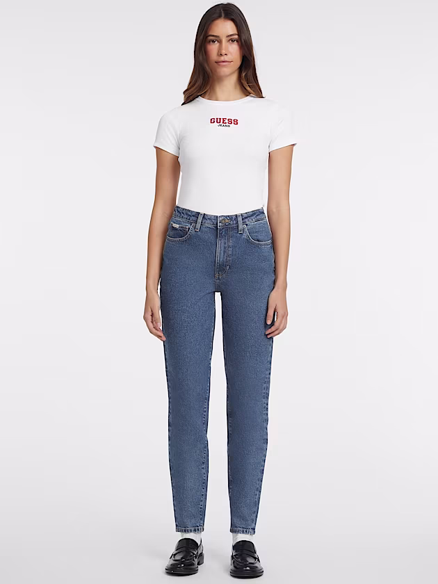 Slim Rib-Knit Embroidered Tee - GUESS