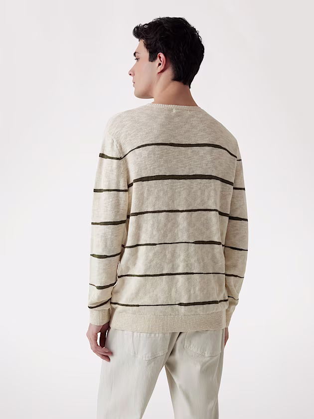 Linen-blend striped sweater - GUESS