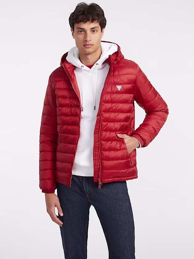 Nylon Hooded Puffer Jacket - GUESS
