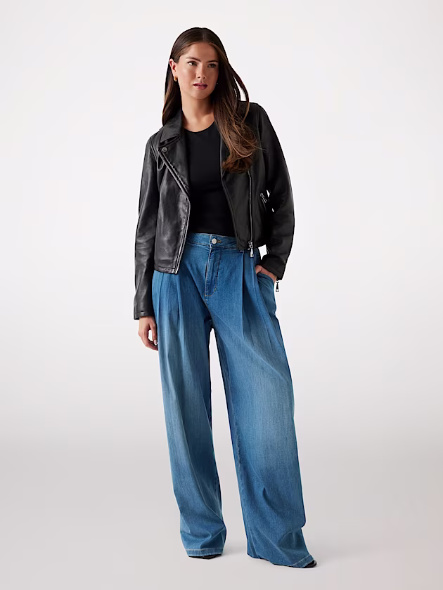 Genuine leather biker jacket - GUESS