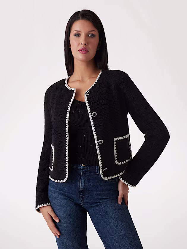 Twill jacket with contrast stitching - GUESS