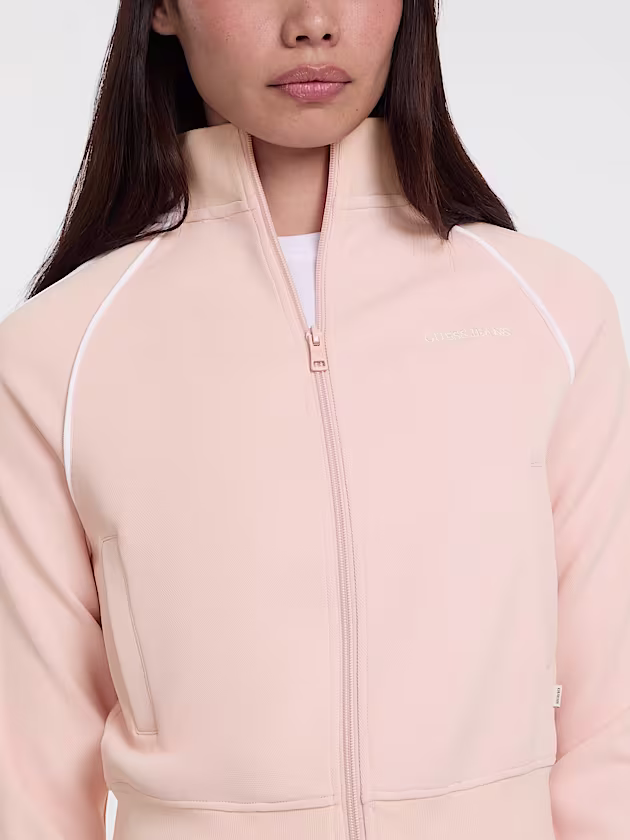 Full zip sweatshirt with contrasting bands - GUESS