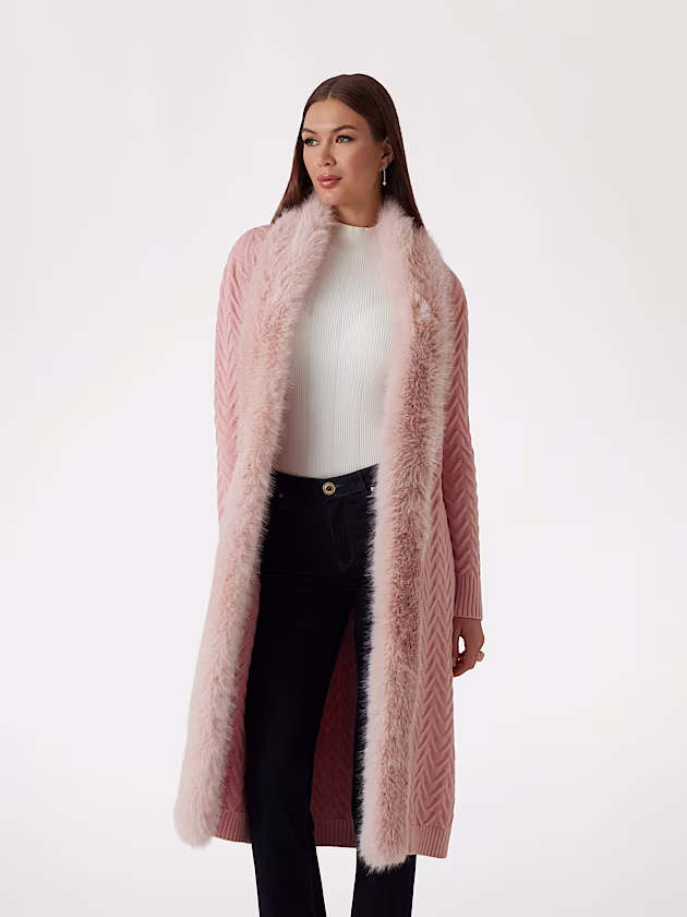 Marciano faux fur long cardigan - GUESS