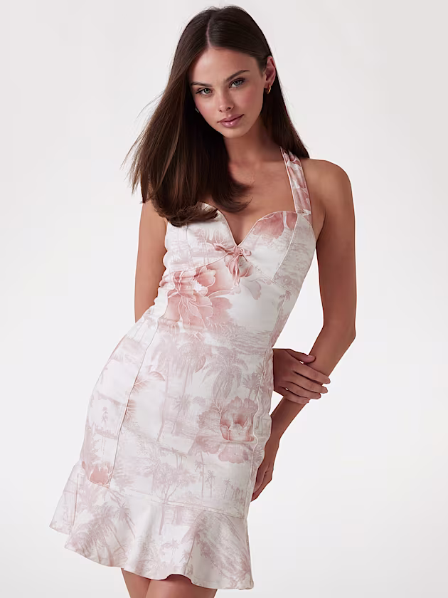 Printed denim mini dress - GUESS