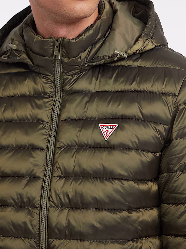 Nylon Hooded Puffer Jacket - GUESS