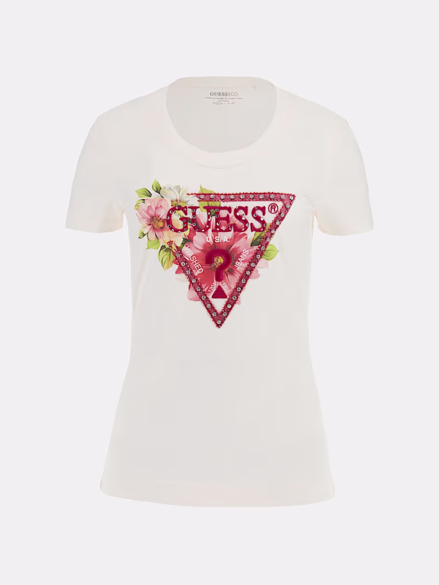 Floral triangle logo T-shirt - GUESS