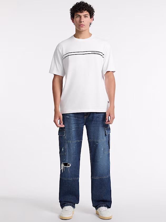 Crewneck Striped Tee - GUESS